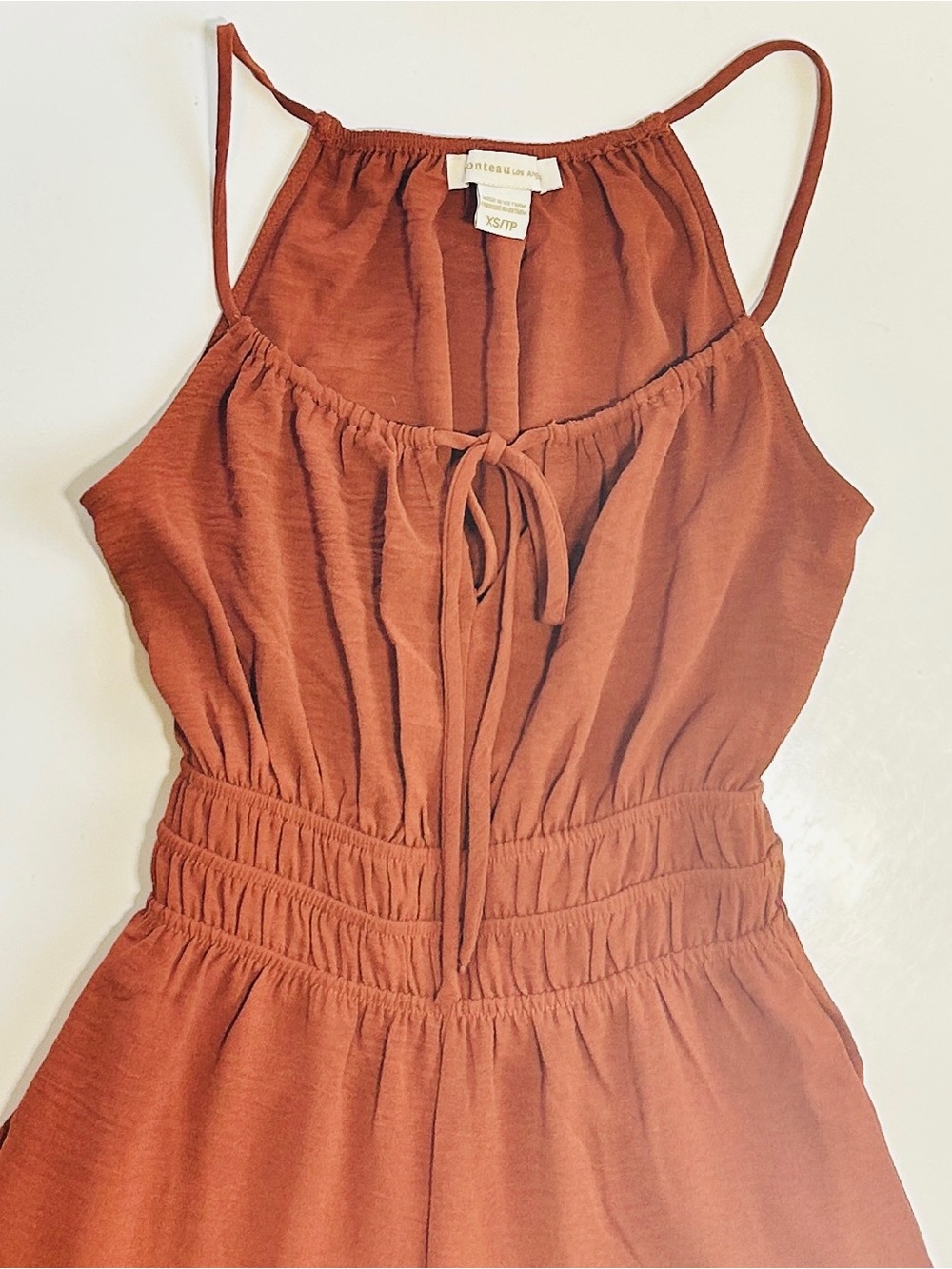 Monteau Terracotta Tie-Neck Jumpsuit